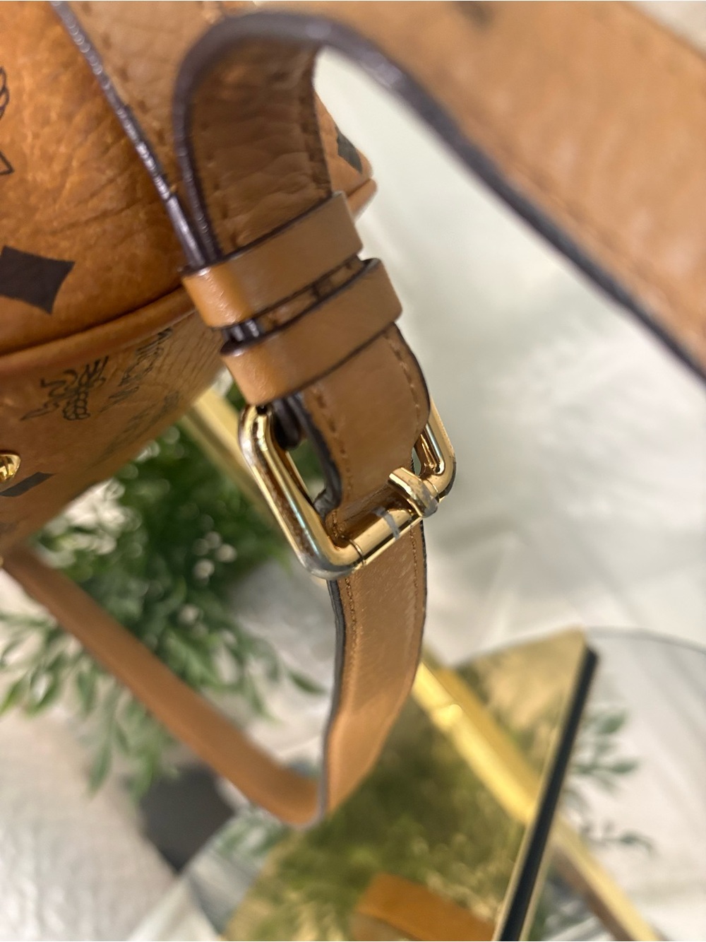 MCM Cognac Visetos Monogram Tote Bag Crossbody Shoulder - Picture 9 of 16